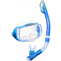 estaw Maska z fajką TUSA Imprex 3D przeźroczysty z niebieską ramką